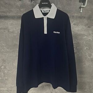Miu Miu Dark Blue Polo with White Collar